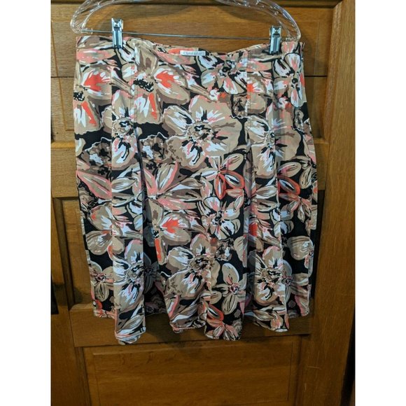 CJ Banks Size 12 Skirt Pleated Floral Tan Black Pink Modest Womens Christopher - Picture 3 of 6